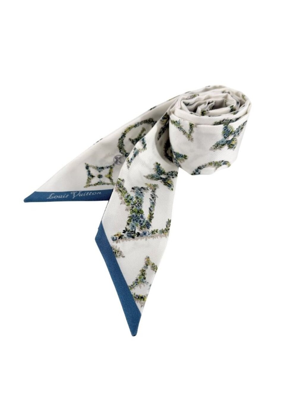 Louis Vuitton Scarf Bandeau BB Monogram Flower Silk White Green